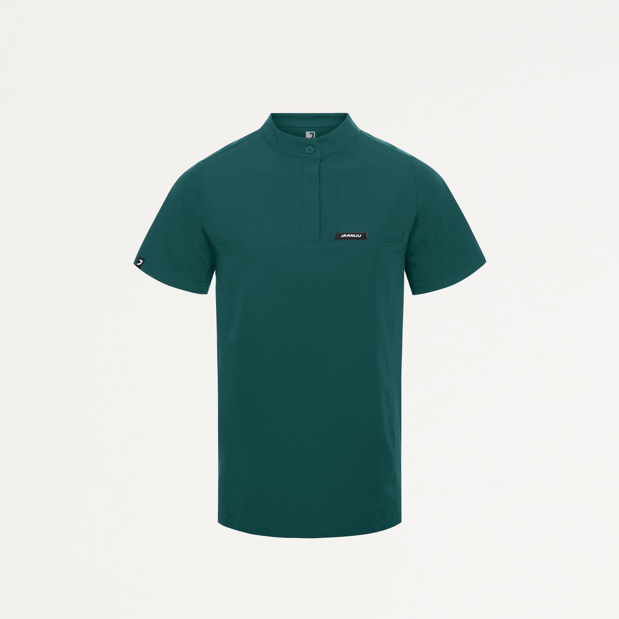 Savi Tuck-In Stand-Collar Scrub Top - Midnight Green