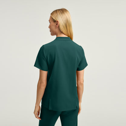 Savi Stand-Collar Scrub Top - Midnight Green