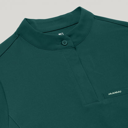 Savi Stand-Collar Scrub Top - Midnight Green