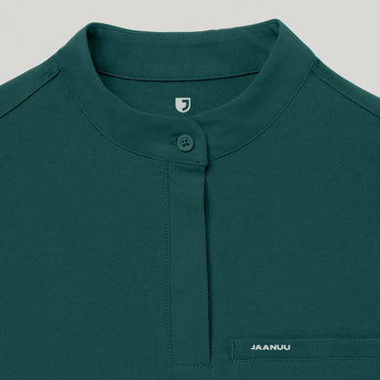 Savi Stand-Collar Scrub Top - Midnight Green
