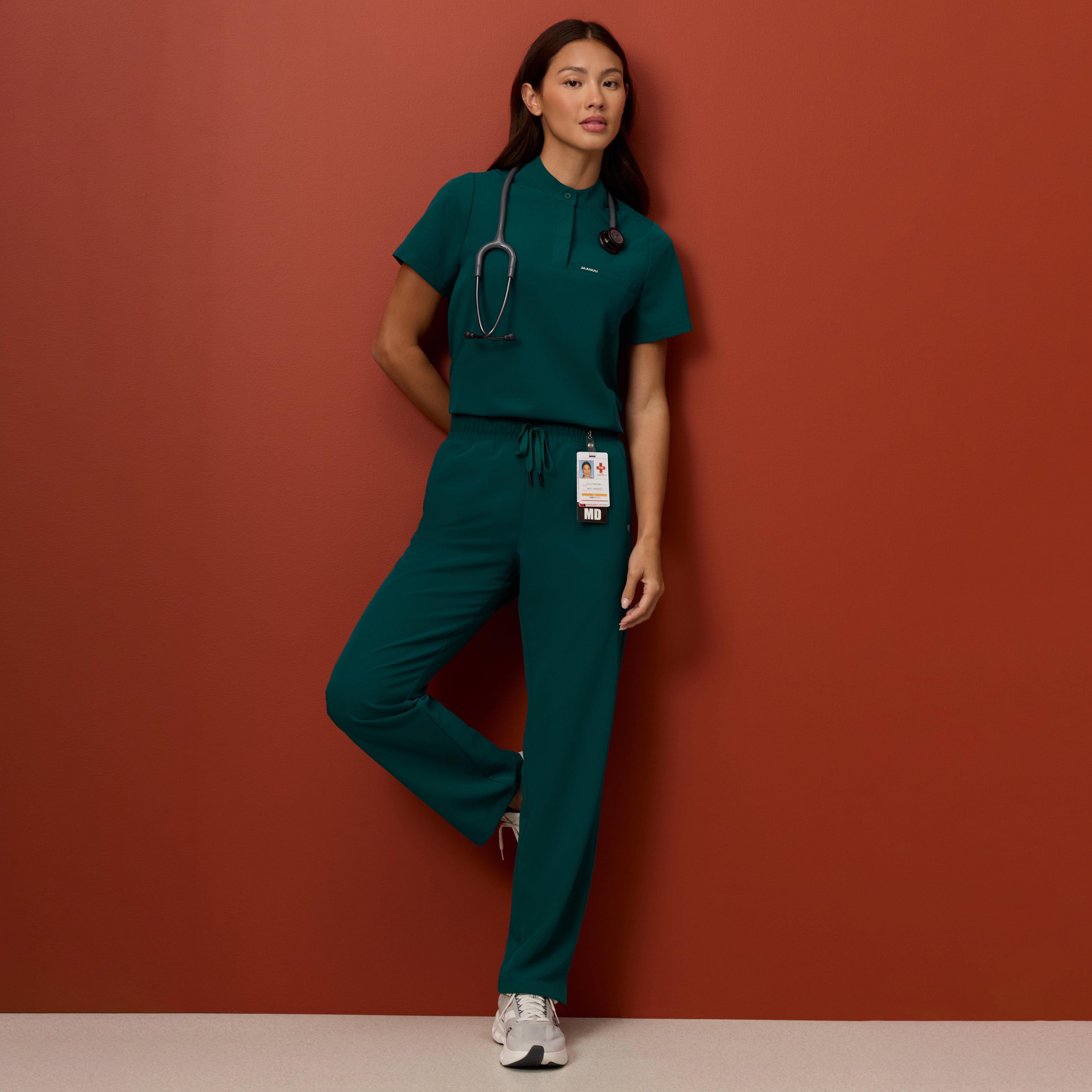 Kerr High Waisted Scrub Pant - Midnight Green