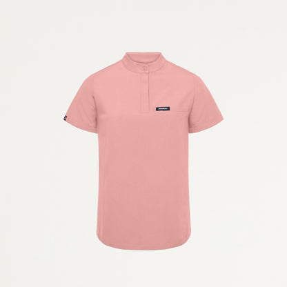 Savi Tuck-In Stand-Collar Scrub Top - Mauve