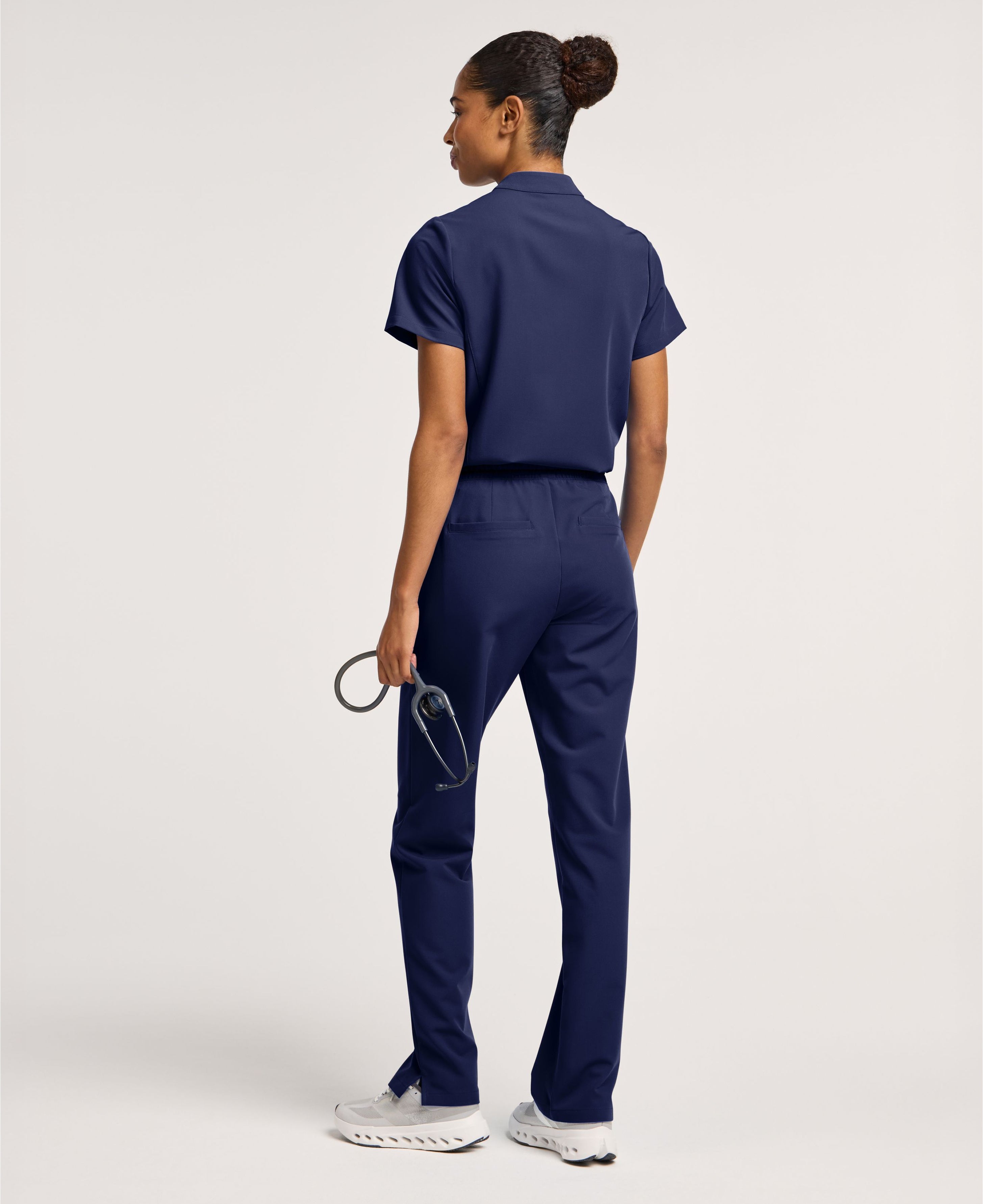 Jaanuu Savi Stand-Collar Scrub Top in Midnight Navy, product photo 5 of 6