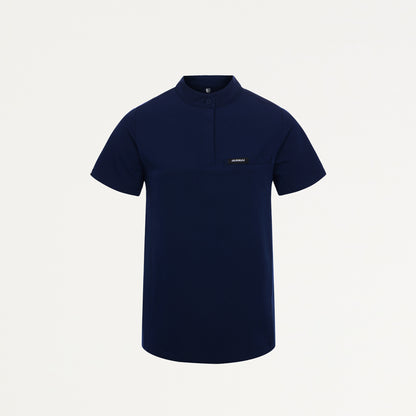 Savi Tuck-In Stand-Collar Scrub Top - Midnight Navy