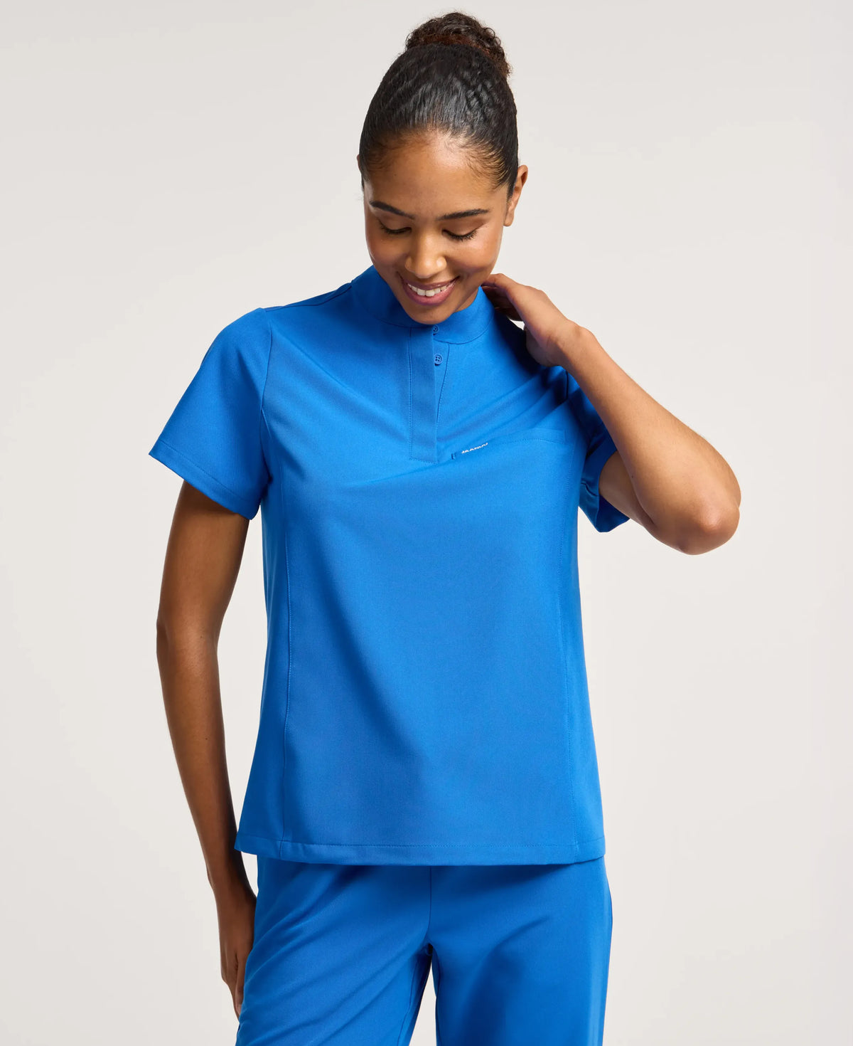 Jaanuu Savi Stand-Collar Scrub Top in Royal Blue, product photo 2 of 6