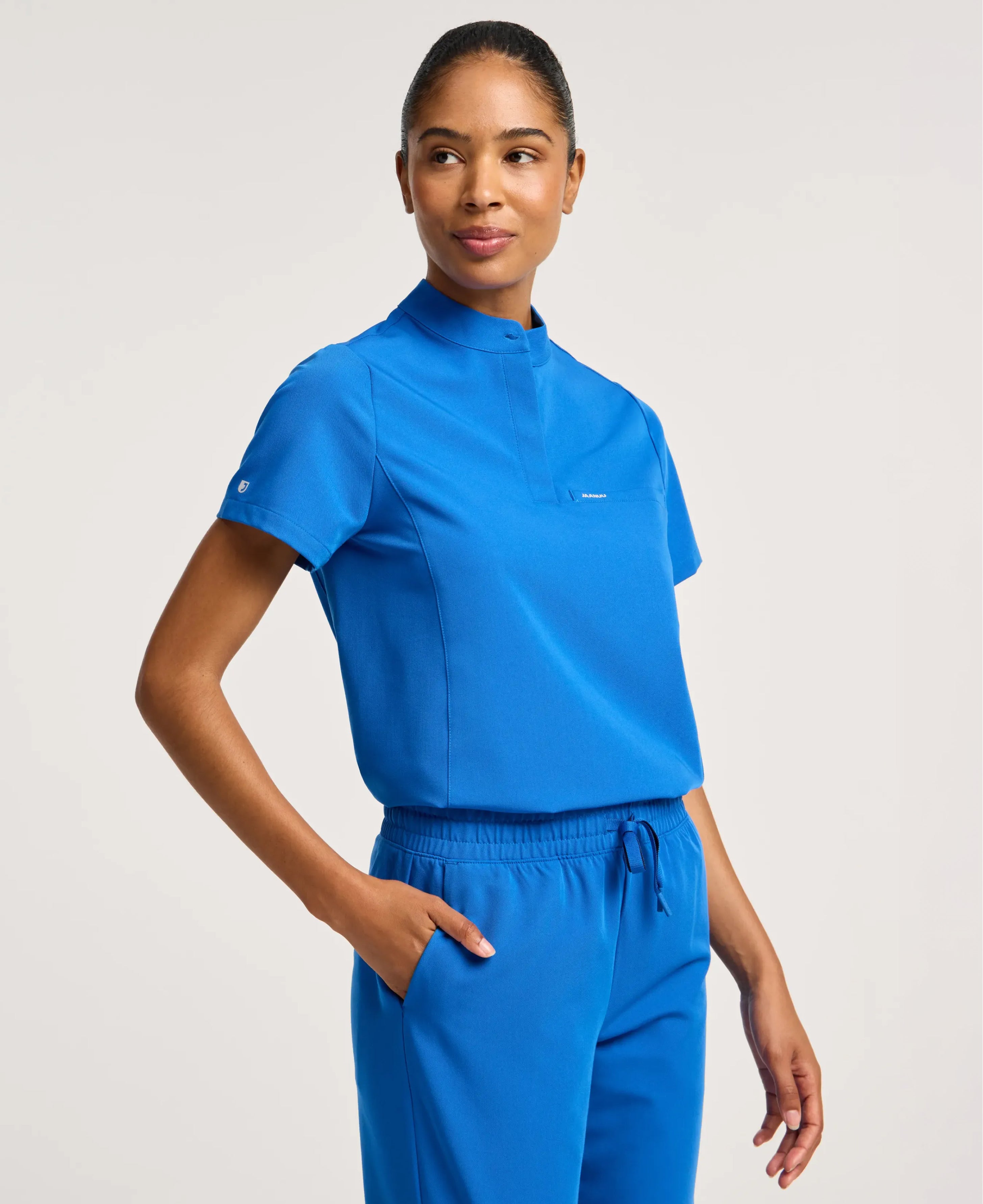 Jaanuu Savi Stand-Collar Scrub Top in Royal Blue, product photo 3 of 6