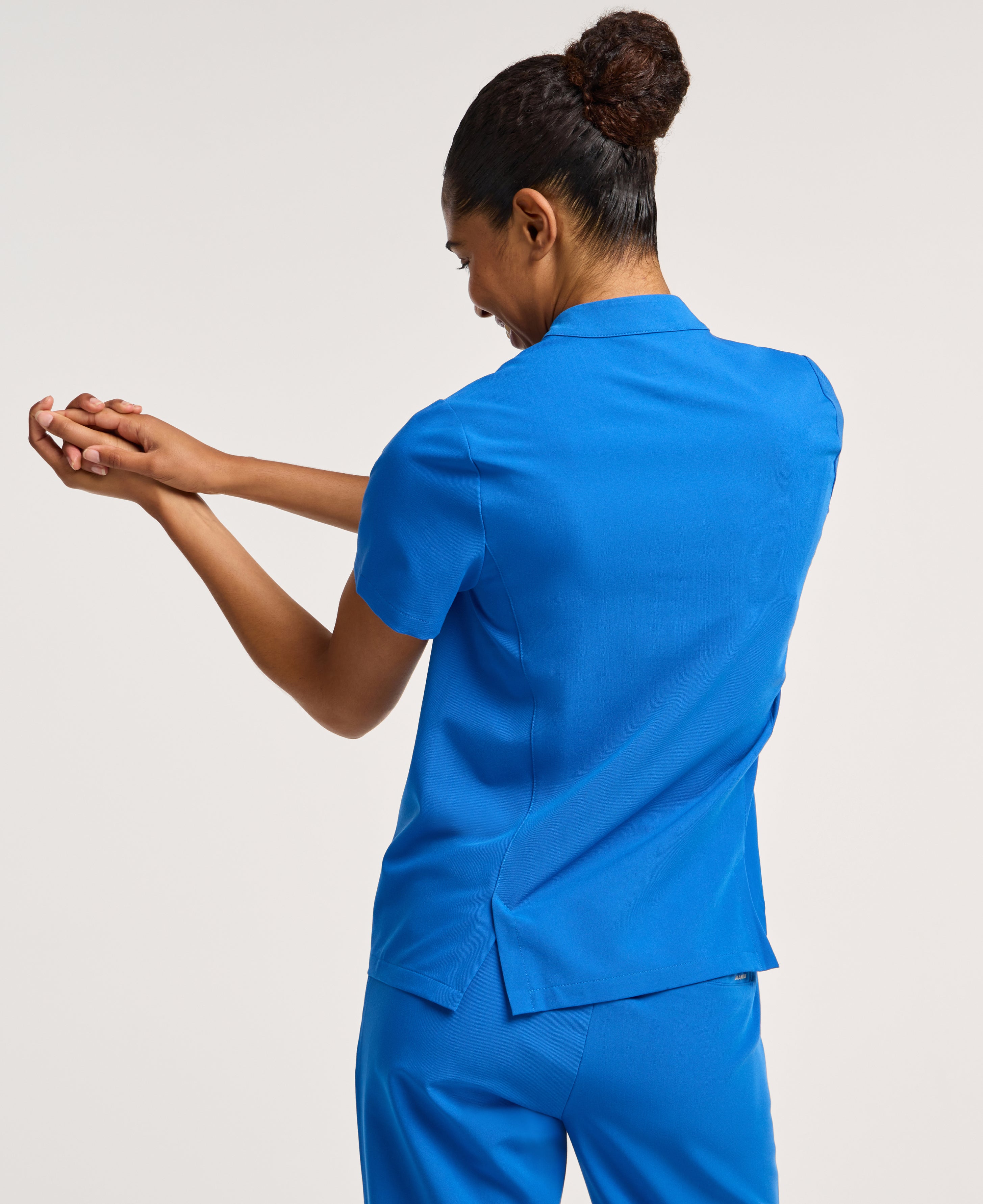 Jaanuu Savi Stand-Collar Scrub Top in Royal Blue, product photo 6 of 6