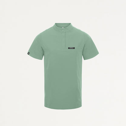 Savi Tuck-In Stand-Collar Scrub Top - Sage
