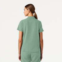 Savi Tuck-In Stand-Collar Scrub Top - Sage