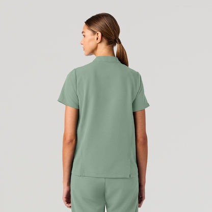 Savi Tuck-In Stand-Collar Scrub Top - Sage