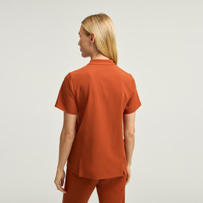 Savi Stand-Collar Scrub Top - Sienna