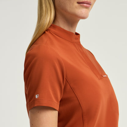 Savi Stand-Collar Scrub Top - Sienna