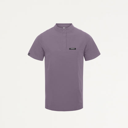 Savi Tuck-In Stand-Collar Scrub Top - Titanium