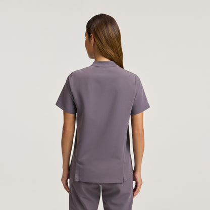 Savi Stand-Collar Scrub Top - Titanium