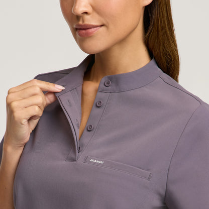 Savi Stand-Collar Scrub Top - Titanium
