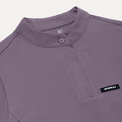 Savi Tuck-In Stand-Collar Scrub Top - Titanium
