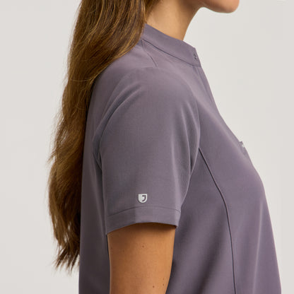 Savi Stand-Collar Scrub Top - Titanium