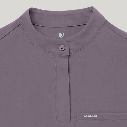 Savi Stand-Collar Scrub Top - Titanium