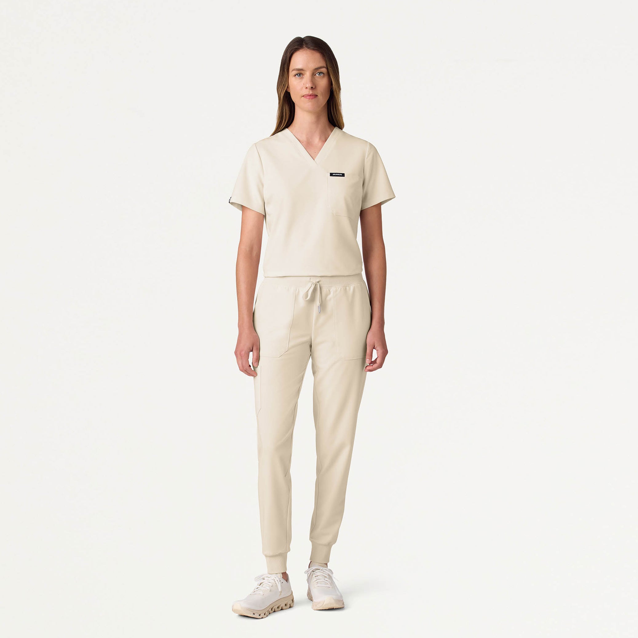 Rhena Slim Essential 1-Pocket Scrub Top - Birch