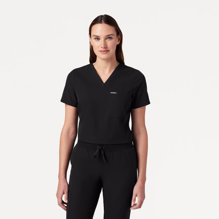 Rhena Slim 1-Pocket Scrub Top - Black