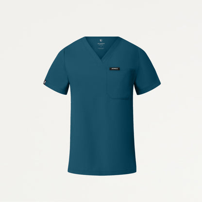 Rhena Slim Essential 1-Pocket Scrub Top - Caribbean Blue