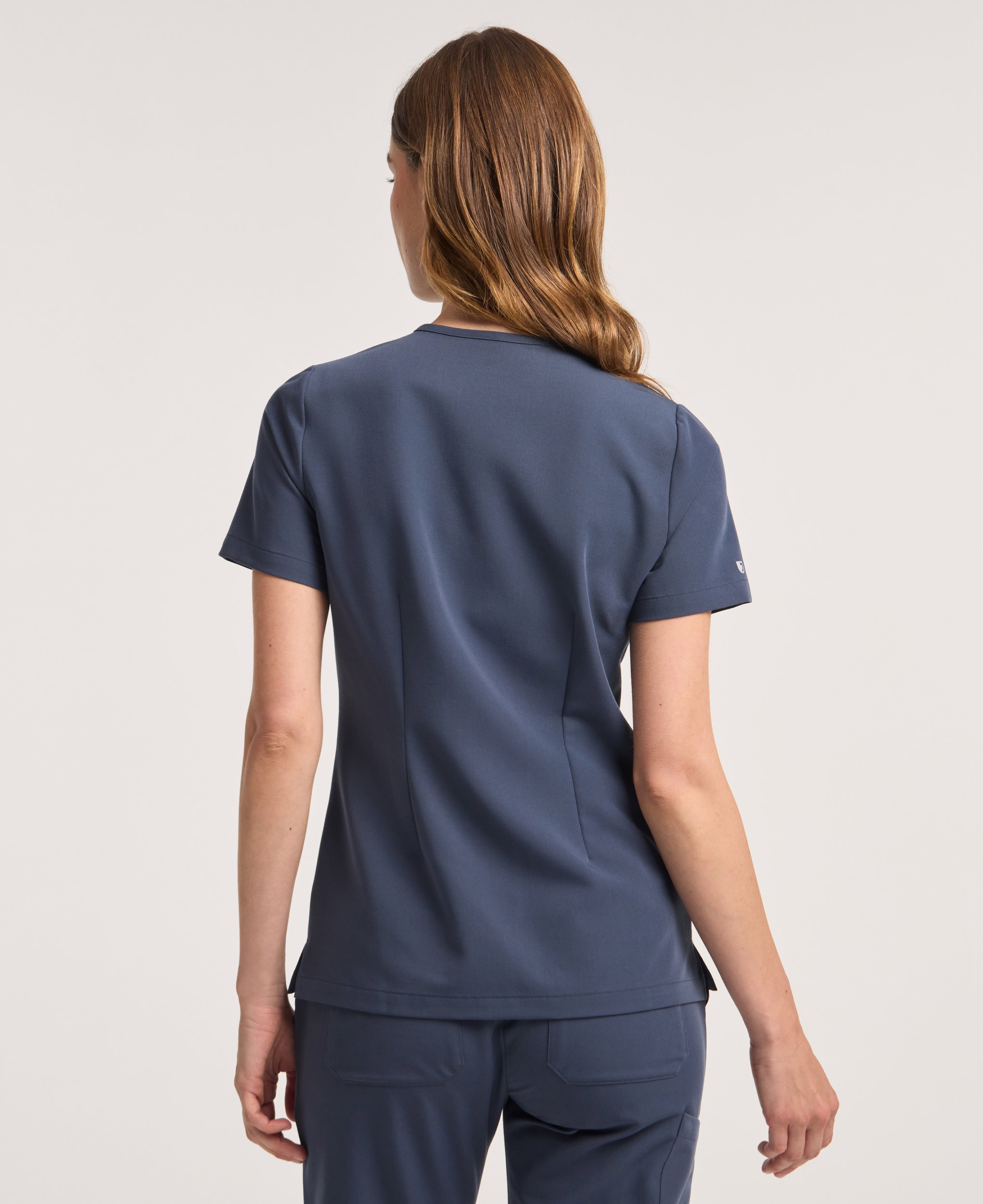 Jaanuu Rhena Slim 1-Pocket Scrub Top in Carbon Gray, product photo 6 of 6