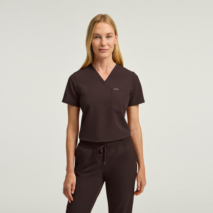 Rhena Slim 1-Pocket Scrub Top - Espresso