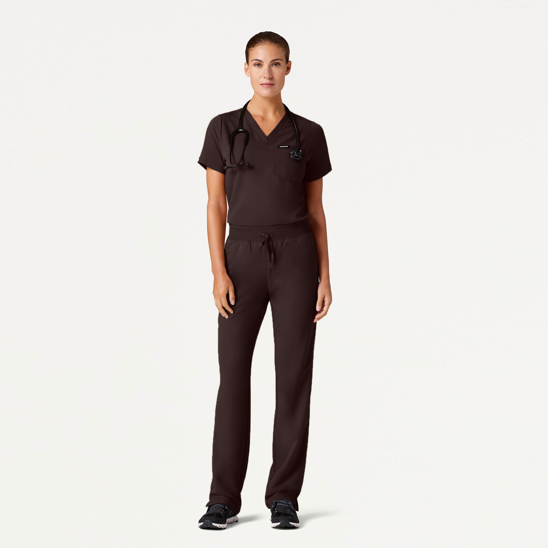 Rhena Slim Essential 1-Pocket Scrub Top - Espresso