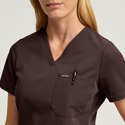 Rhena Slim 1-Pocket Scrub Top - Espresso