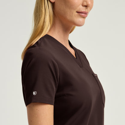 Rhena Slim 1-Pocket Scrub Top - Espresso
