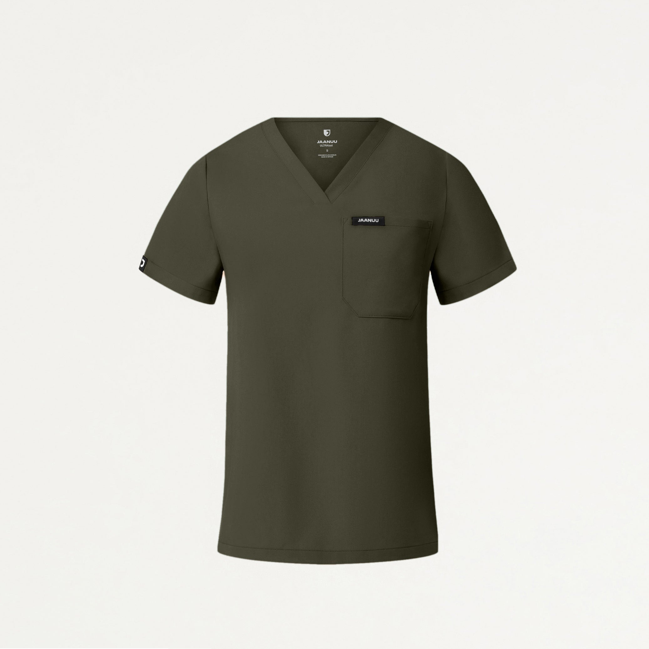 Rhena Slim Essential 1-Pocket Scrub Top - Deep Olive
