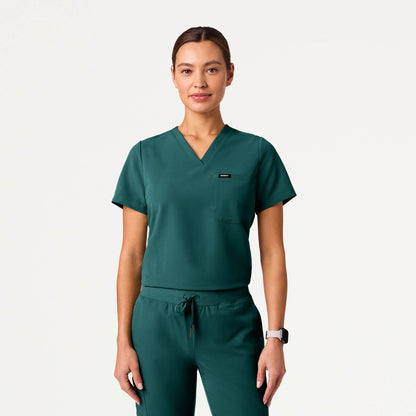 Rhena Slim Essential 1-Pocket Scrub Top - Midnight Green