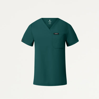 Rhena Slim Essential 1-Pocket Scrub Top - Midnight Green