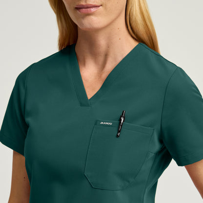 Rhena Slim 1-Pocket Scrub Top - Midnight Green