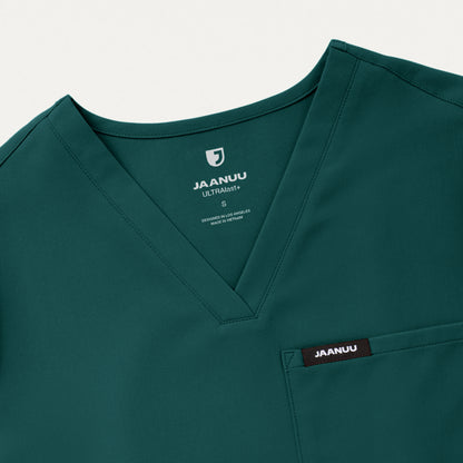 Rhena Slim Essential 1-Pocket Scrub Top - Midnight Green