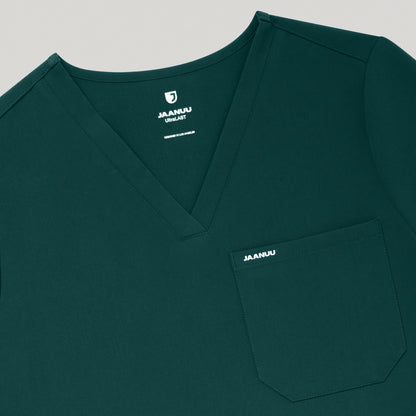 Rhena Slim 1-Pocket Scrub Top - Midnight Green