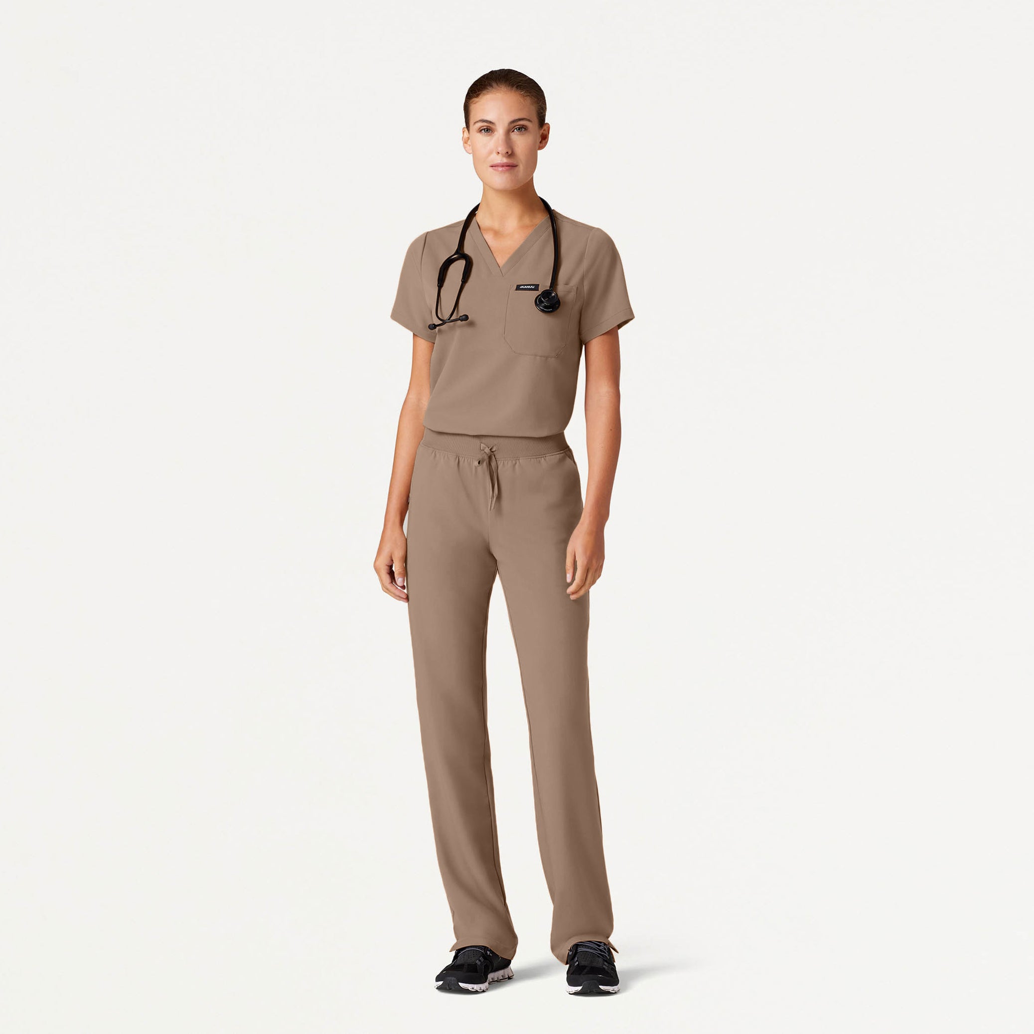 Rhena Slim Essential 1-Pocket Scrub Top - Mocha