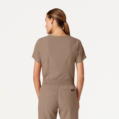 Rhena Slim Essential 1-Pocket Scrub Top - Mocha