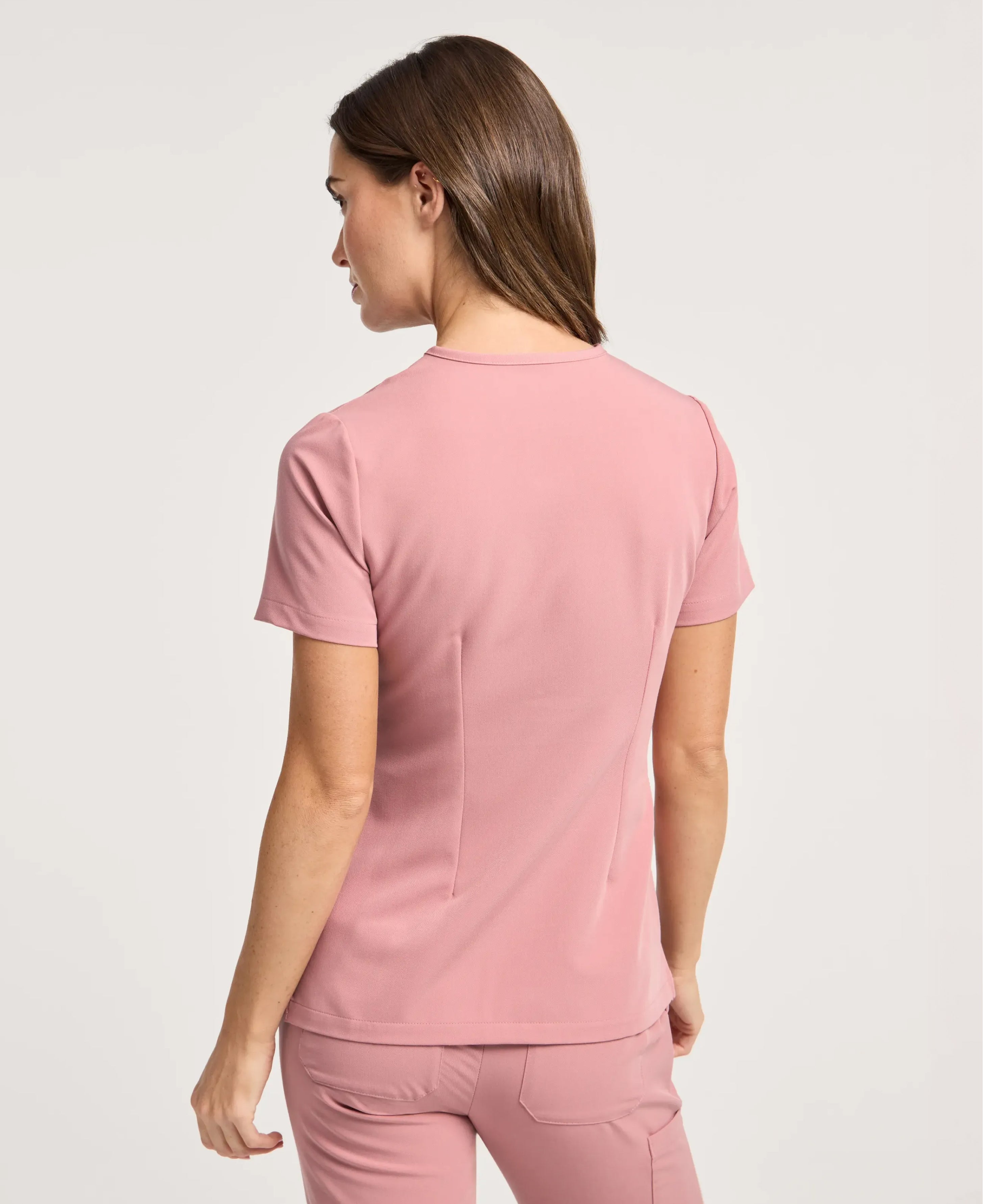 Jaanuu Rhena Slim 1-Pocket Scrub Top in Mauve, product photo 6 of 6
