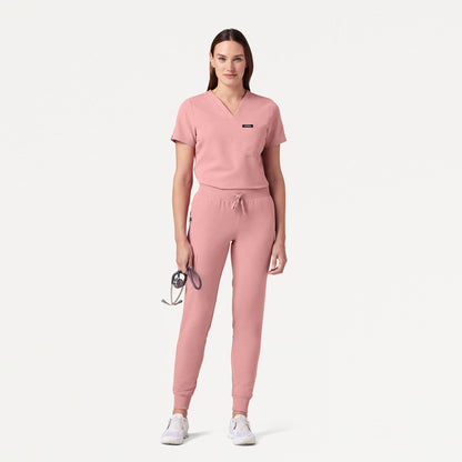 Rhena Slim Essential 1-Pocket Scrub Top - Mauve