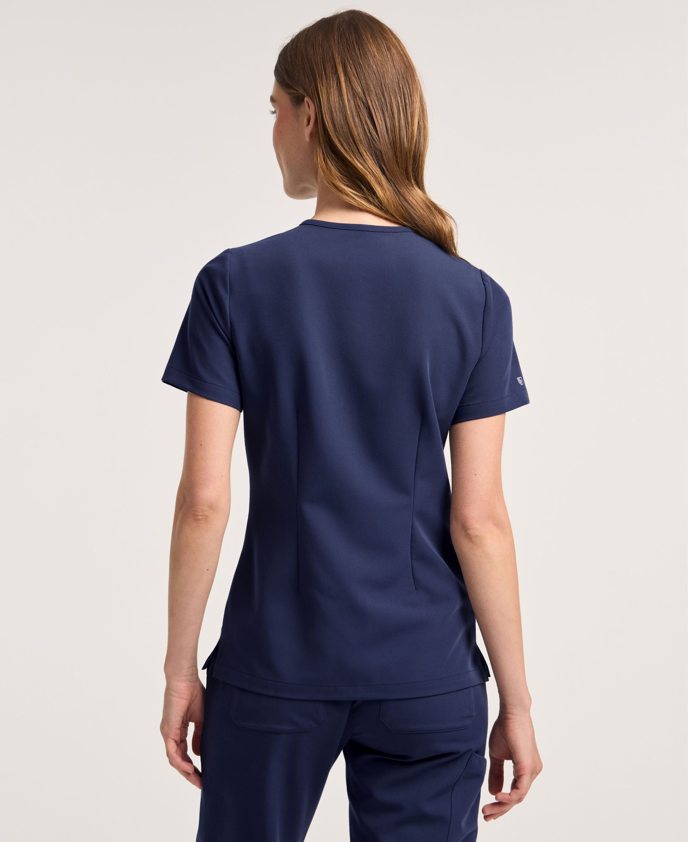 Jaanuu Rhena Slim 1-Pocket Scrub Top in Midnight Navy, product photo 6 of 6