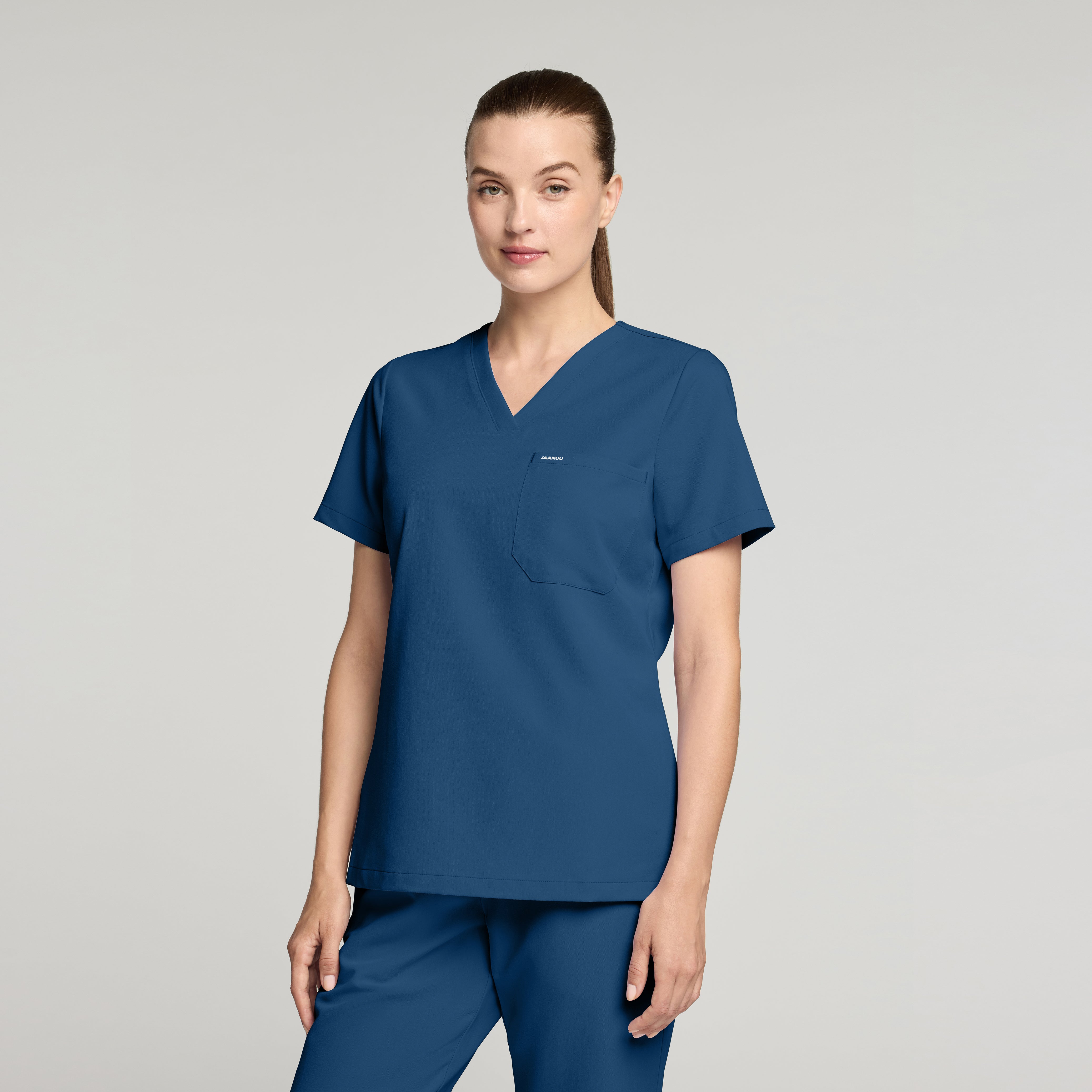 Rhena Slim 1-Pocket Scrub Top - Ocean