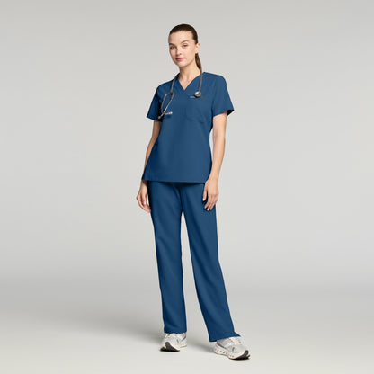 Rhena Slim Essential 1-Pocket Scrub Top - Ocean