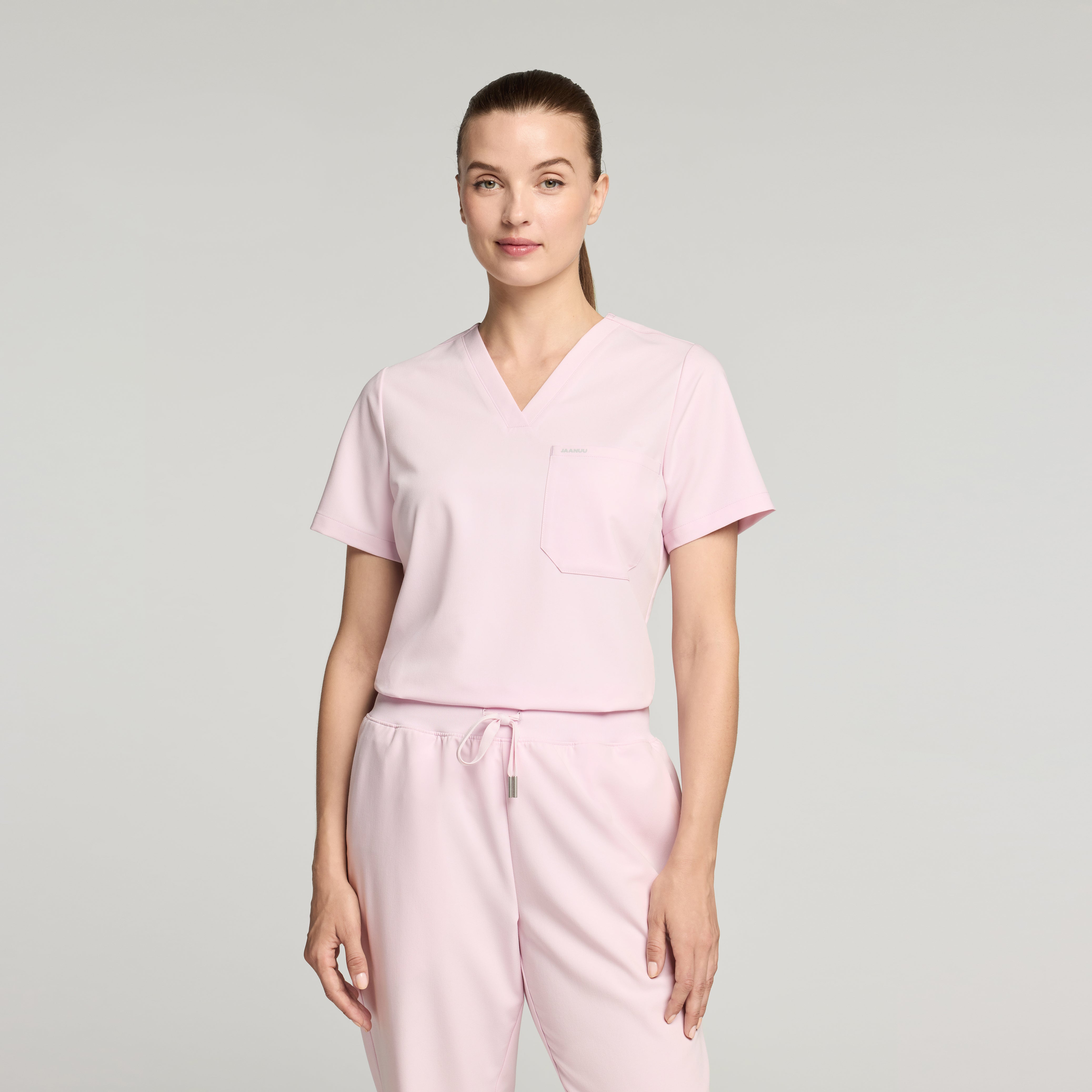 Rhena Slim Essential 1-Pocket Scrub Top - Rose Quartz