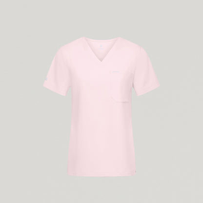 Rhena Slim Essential 1-Pocket Scrub Top - Rose Quartz