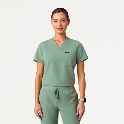 Rhena Slim Essential 1-Pocket Scrub Top - Sage