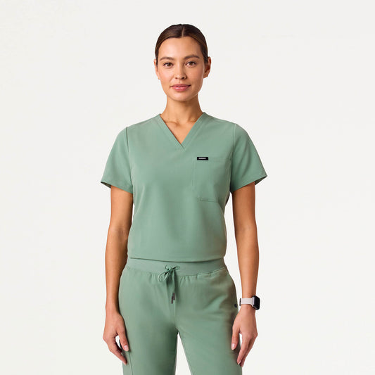Rhena Slim Essential 1-Pocket Scrub Top - Sage