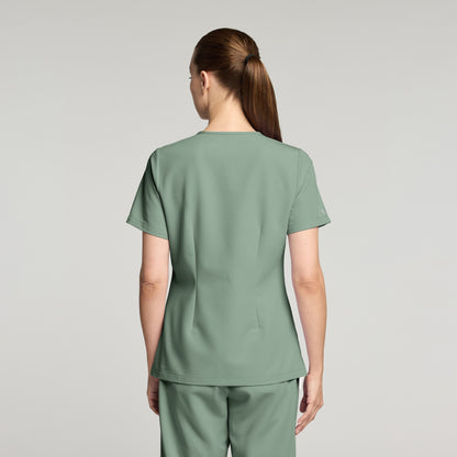 Rhena Slim Essential 1-Pocket Scrub Top - Sage