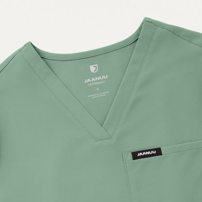 Rhena Slim Essential 1-Pocket Scrub Top - Sage