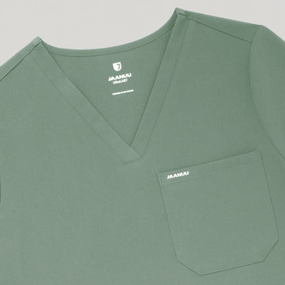 Rhena Slim Essential 1-Pocket Scrub Top - Sage